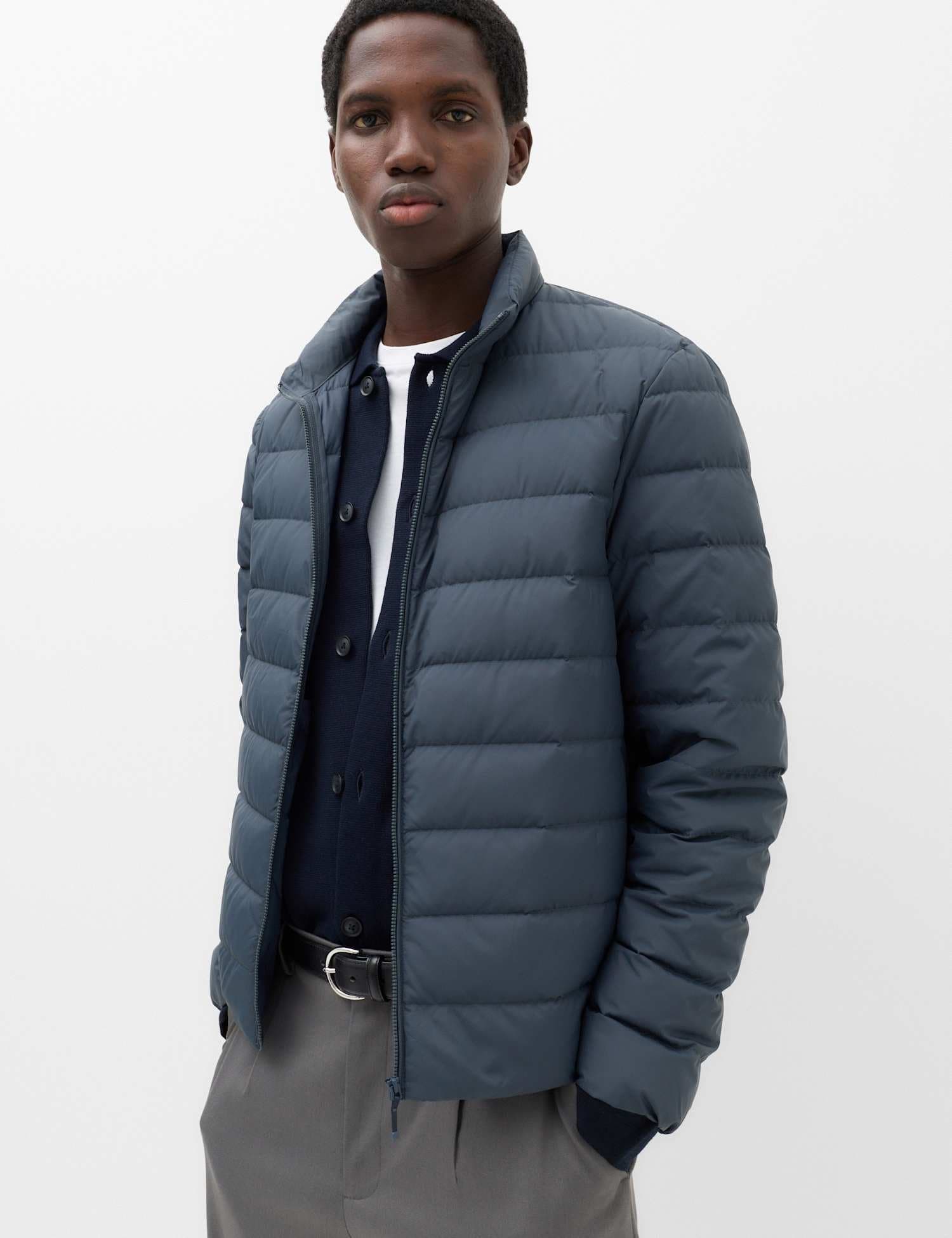 Marks & Spencer M&S Feather and Down Packaway Puffer Jacket Dark Slate