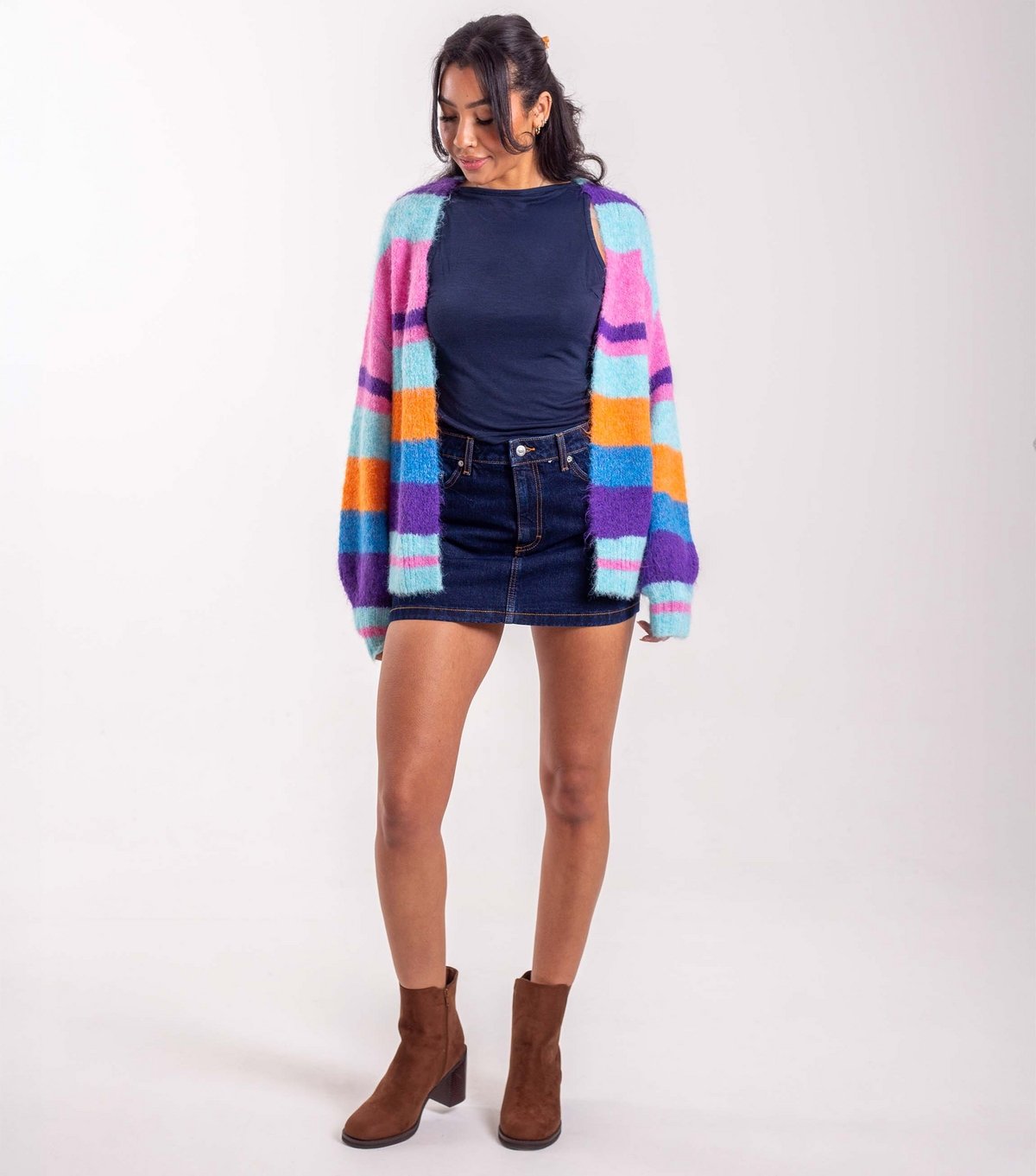 Sunshine Soul Women's Bright Blue Striped Longline Cardigan Sunshine Soul New Look - 2