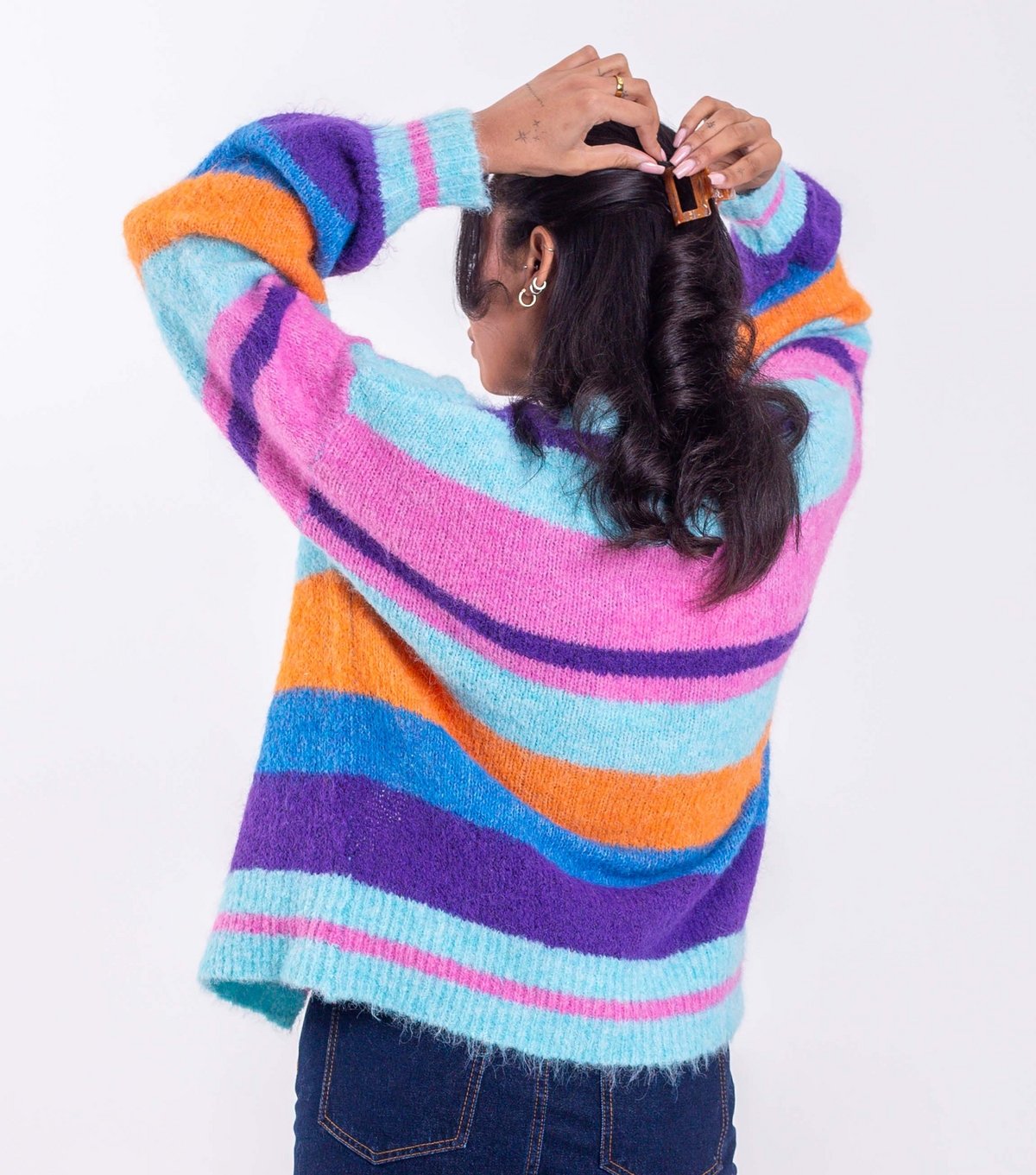 Sunshine Soul Women's Bright Blue Striped Longline Cardigan Sunshine Soul New Look - 3