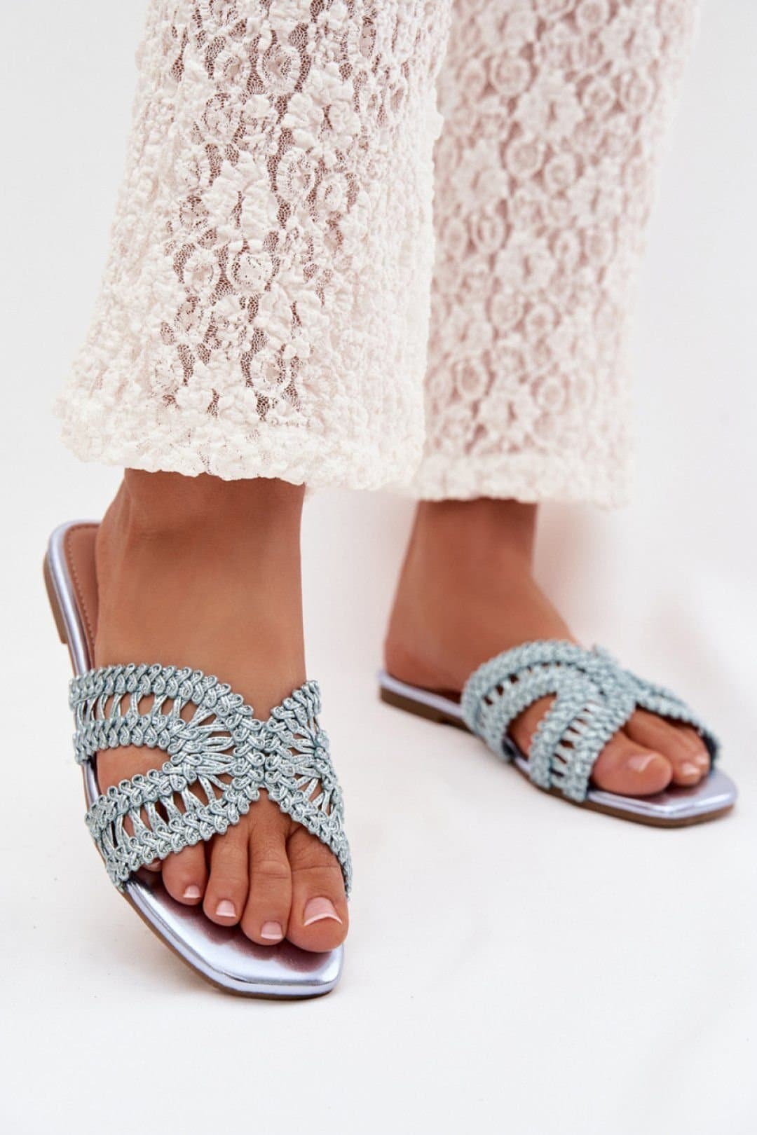 Love Lace Love Lace Women's Comfort Step In Style Flip Flops for Everyday Walking Beach in Blue