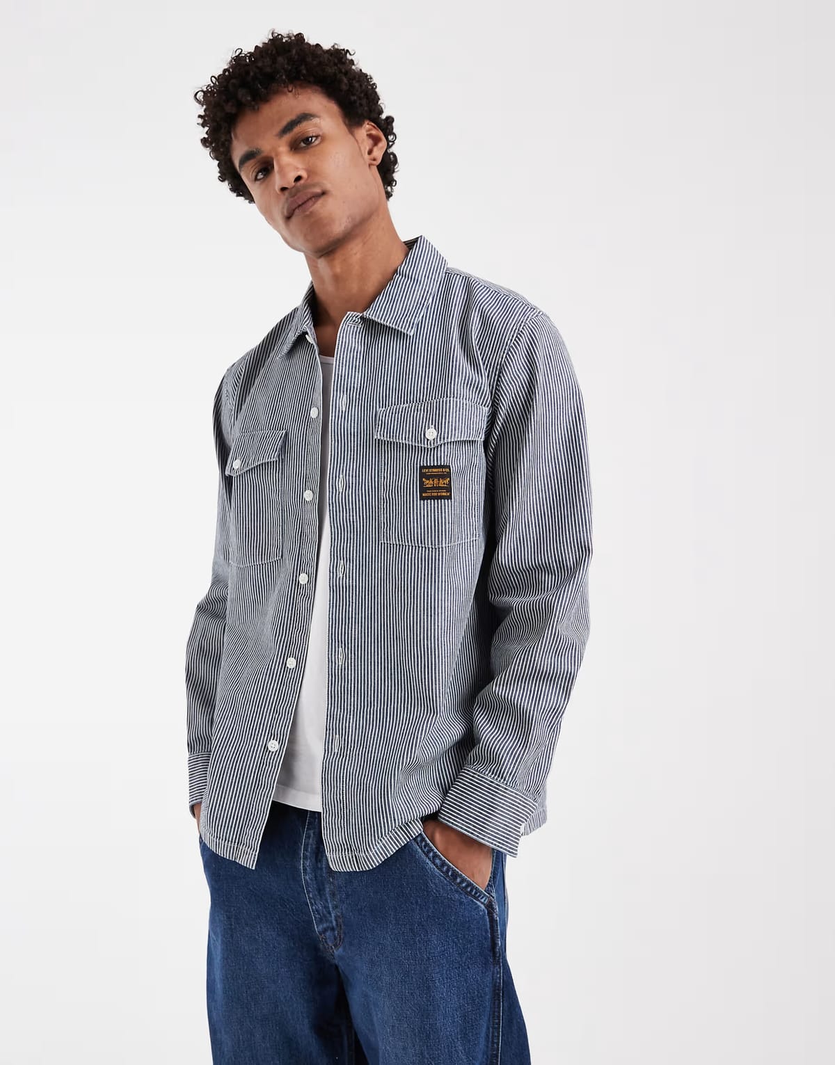 ASOS Levi's Workwear striped shirt in blue - 1