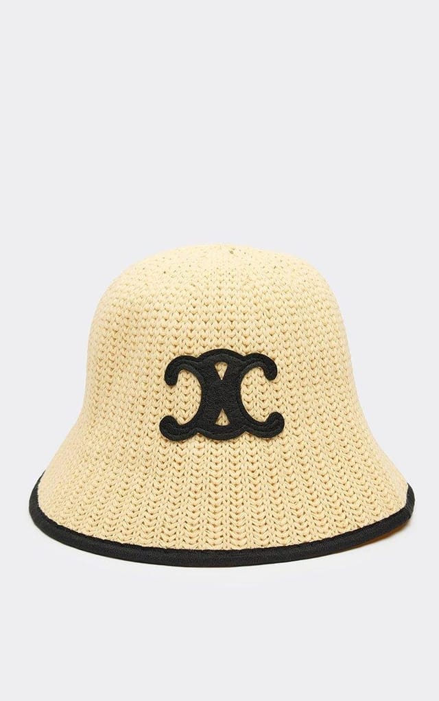 EGO Logo Detail Contrast Trim Bucket Hat In Cream Woven, Women's Size UK 0 - 2
