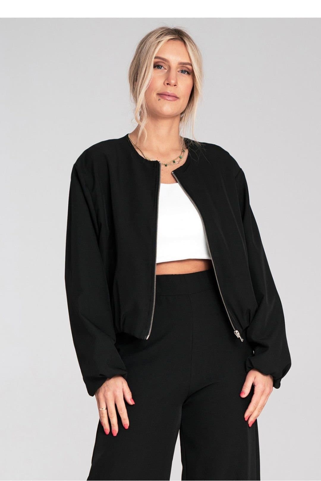 Love Lace Love Lace Black Cropped Zip-Front Jacket