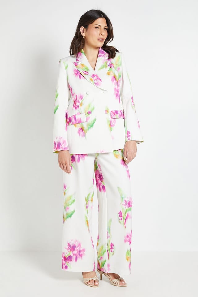 Wallis Wallis Women's Floral Satin Blazer Coord in Ivory - 2