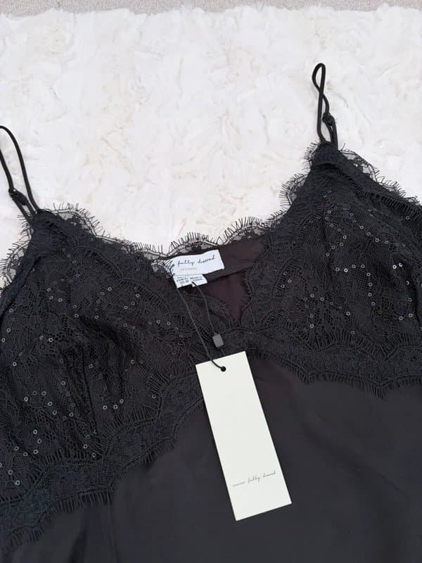 Never Fully Dressed Never fully dressed black satin lace cami dress size 14