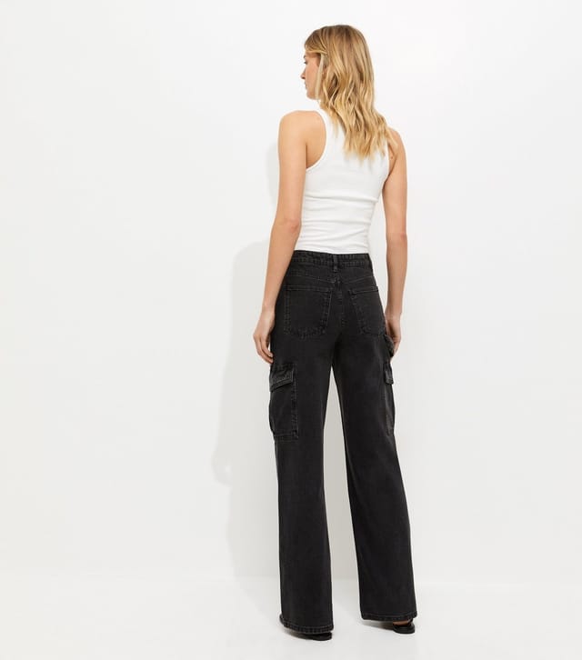 New Look Women's Tall Washed Black Cargo Pocket Jeans New Look - 3