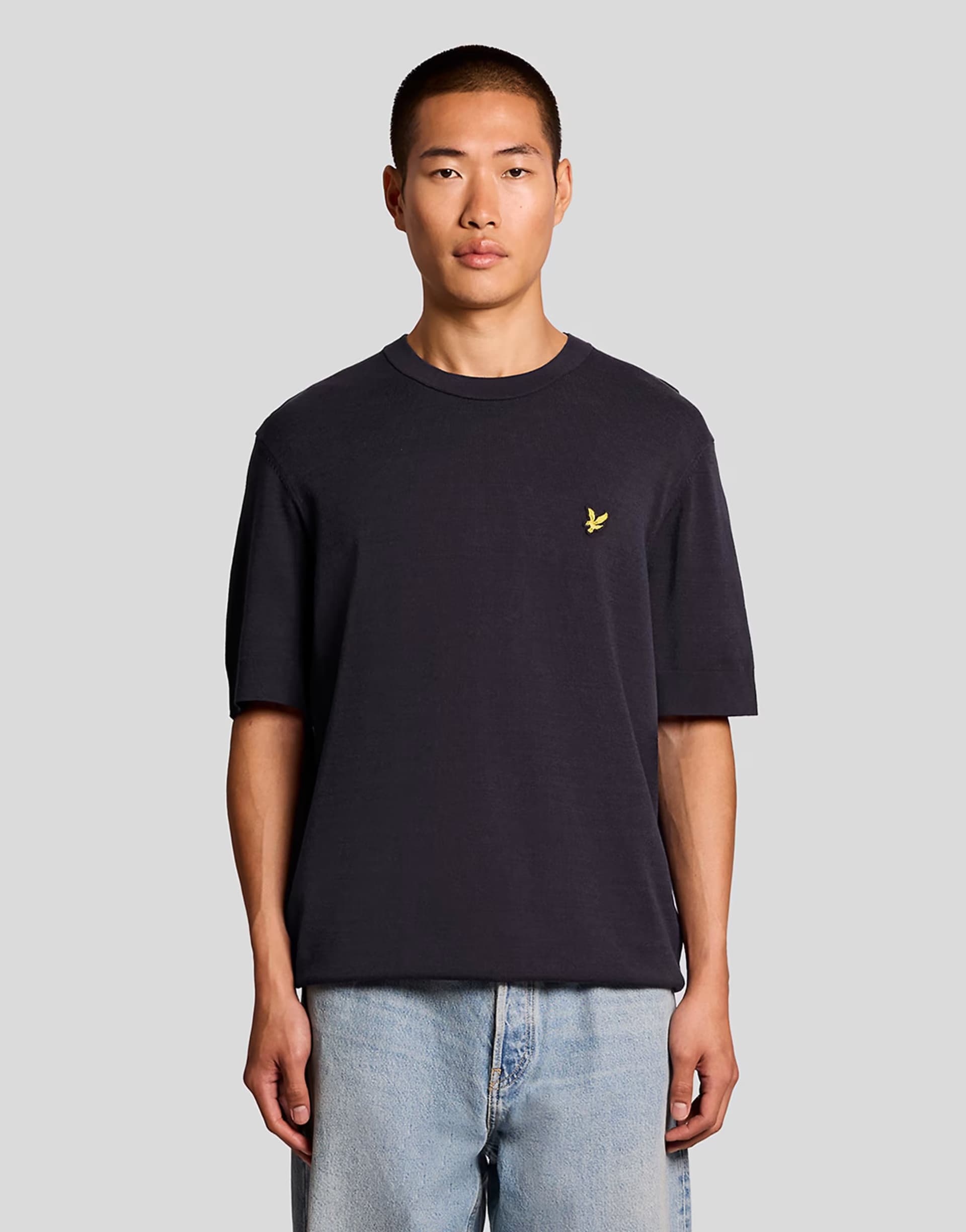 ASOS Lyle & Scott Mid knits relaxed short sleeve jumper in z271 dark navy