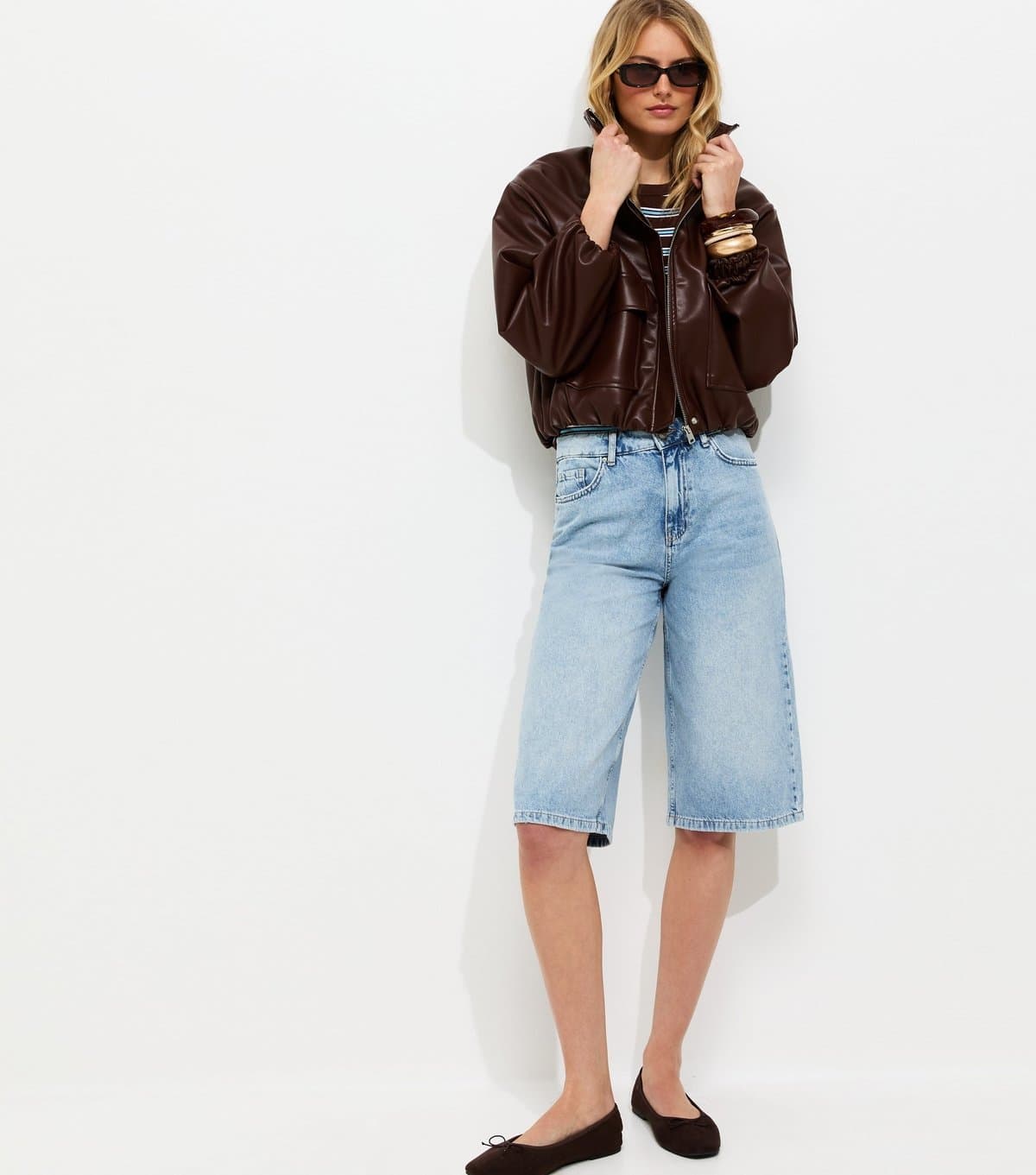 New Look Women's Tall Light Blue Knee Length Denim Jorts New Look