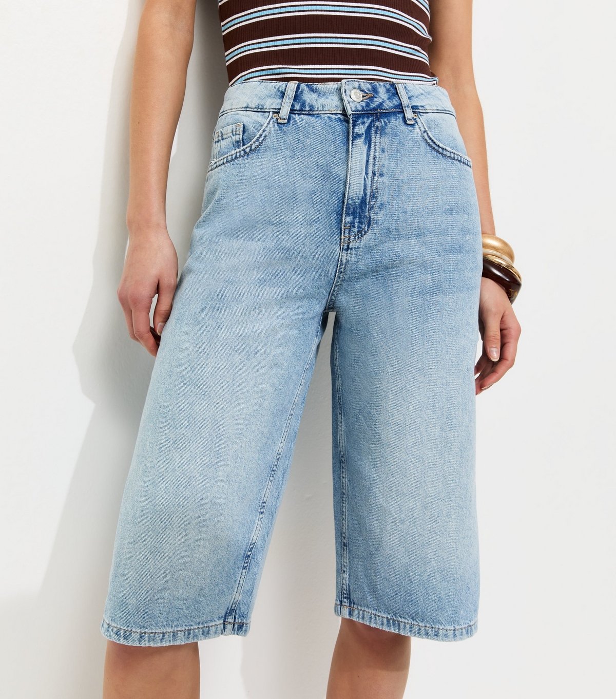 New Look Women's Tall Light Blue Knee Length Denim Jorts New Look - 2