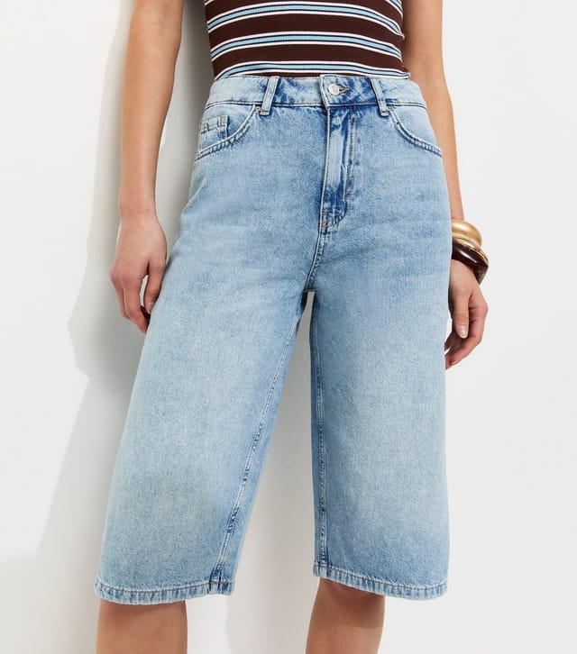 New Look Women's Tall Light Blue Knee Length Denim Jorts New Look - 2