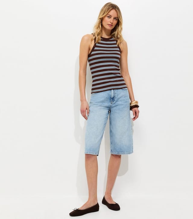 New Look Women's Tall Light Blue Knee Length Denim Jorts New Look - 3