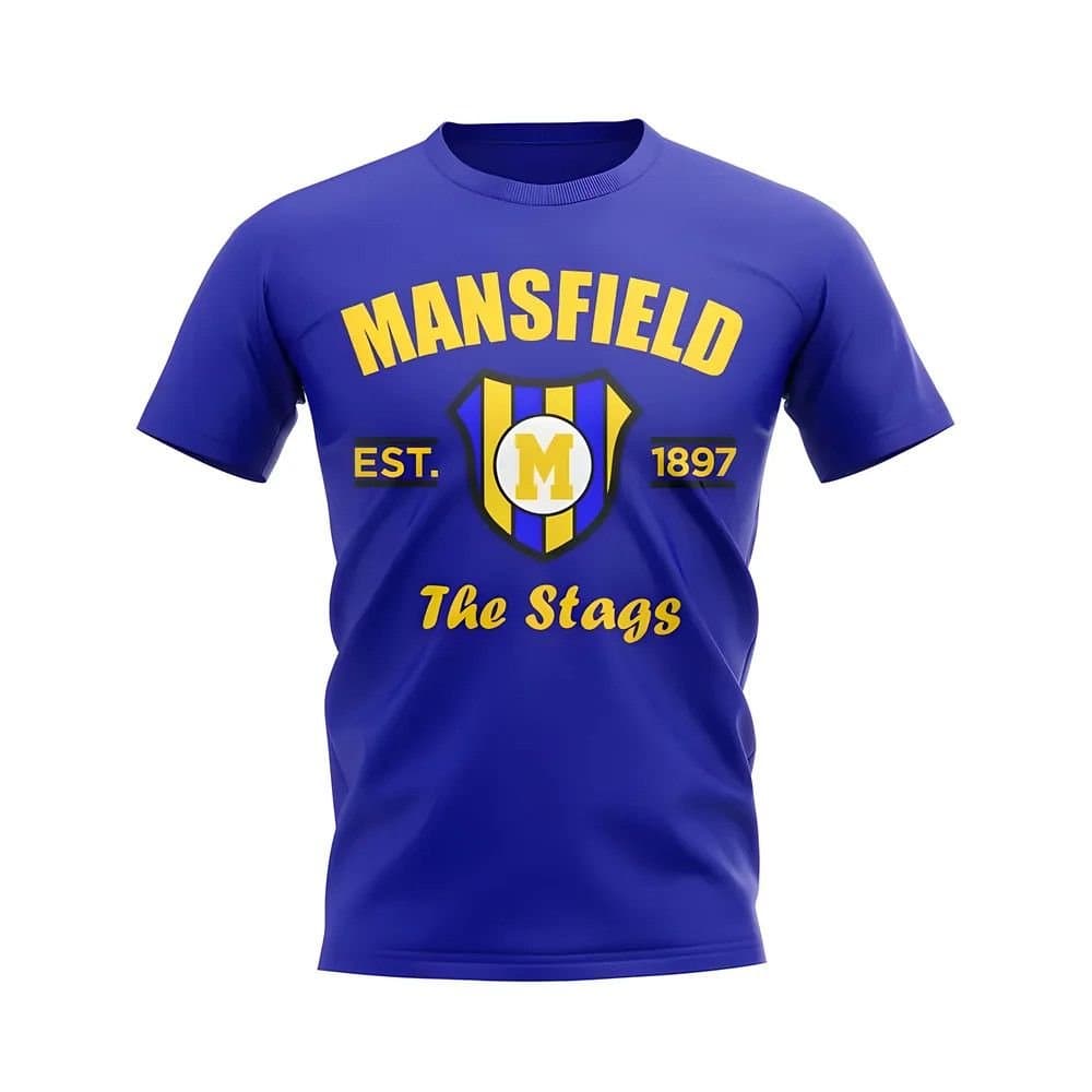 Mansfield Mansfield Men's Personalised Established Football T-Shirt in Blue