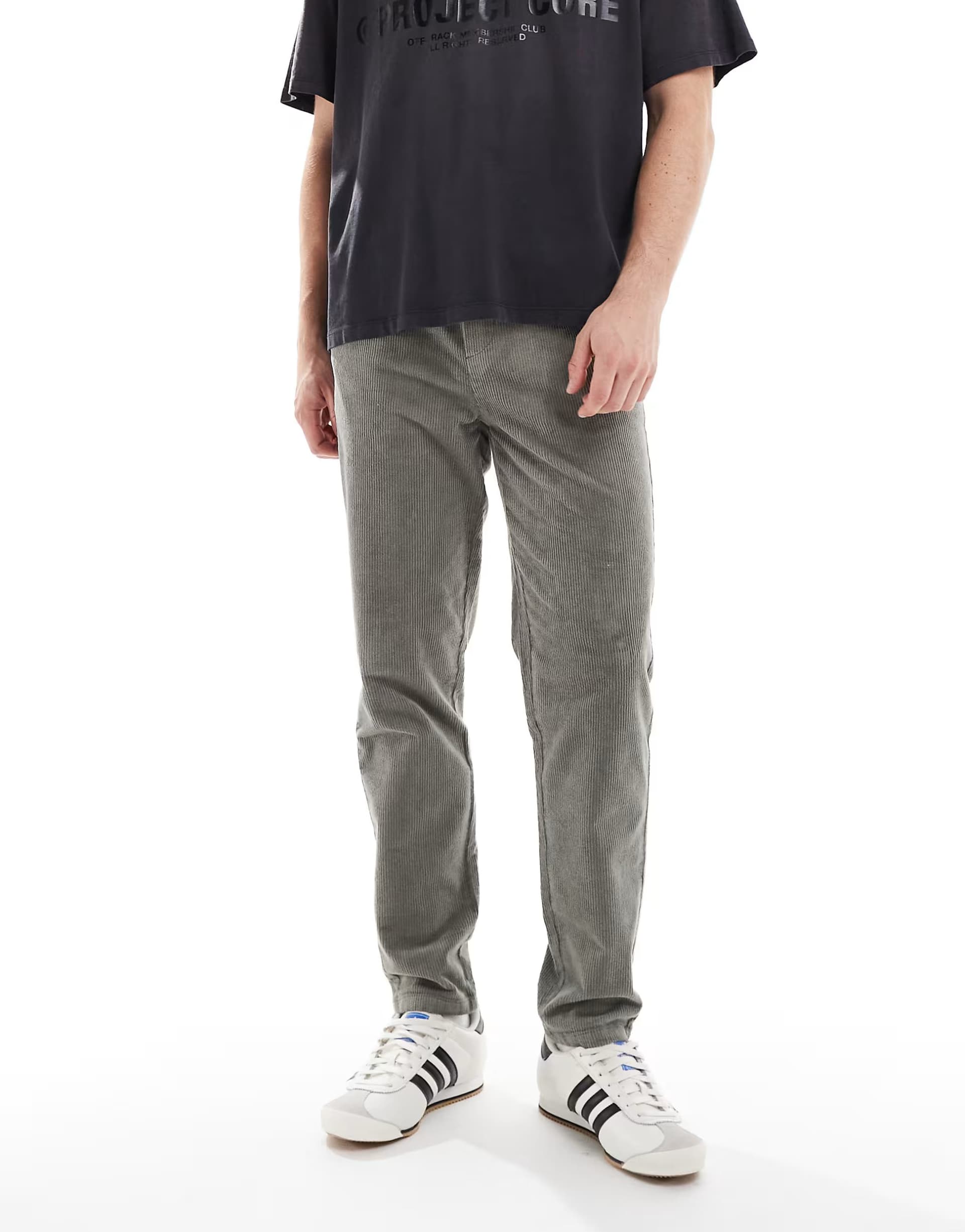 ASOS ONLY & SONS tapered cord trouser in dark sage
