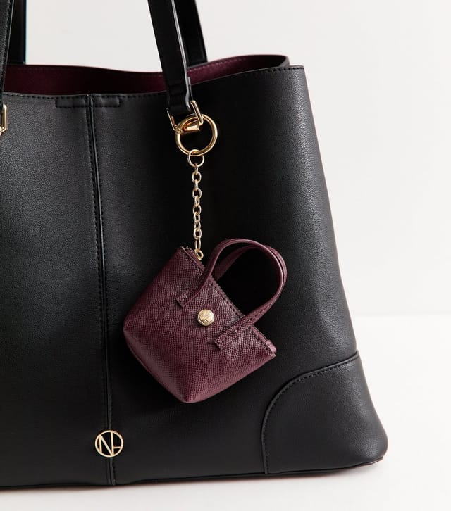 New Look Black Faux Leather Triple Compartment Tote Bag Vegan New Look - 3