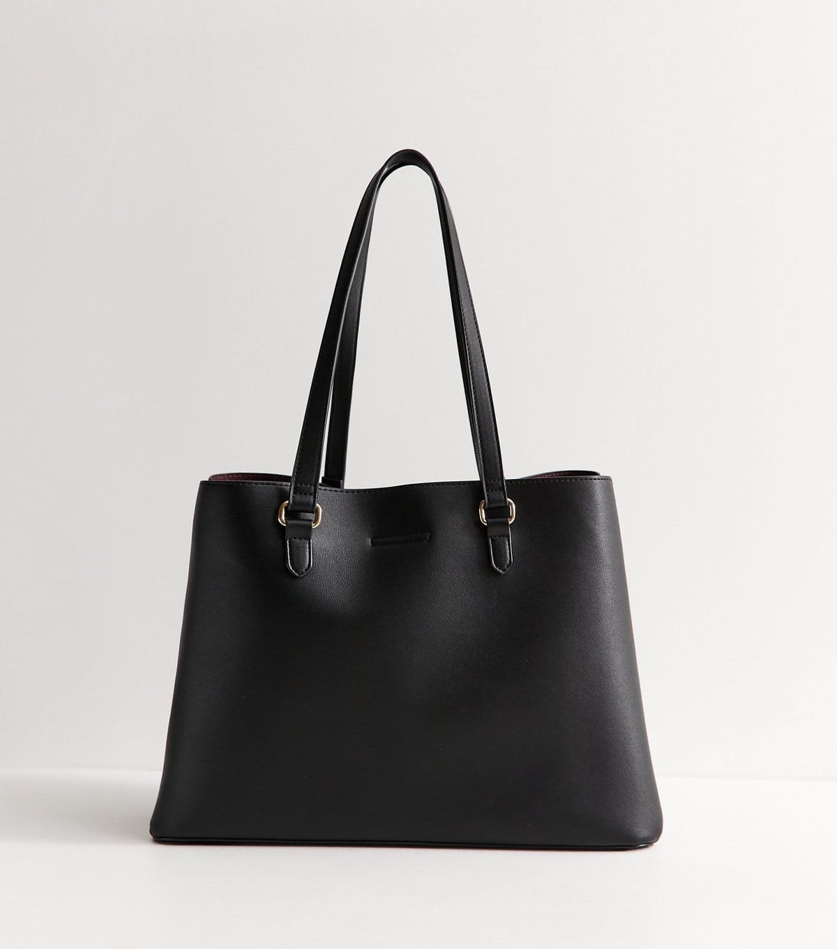 New Look Black Faux Leather Triple Compartment Tote Bag Vegan New Look - 4