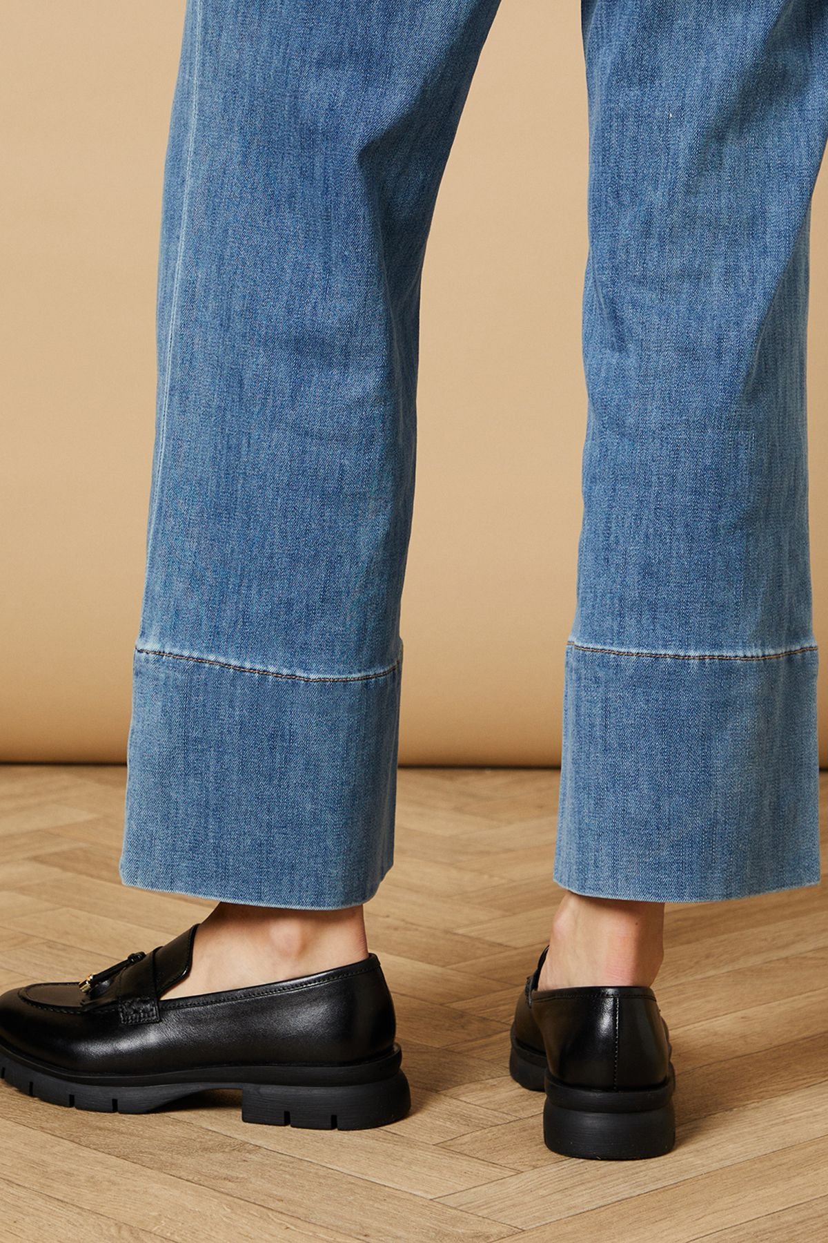 Oasis Oasis Women's Brooke Real Leather Tassel Detail Chunky Loafers in Black - 3