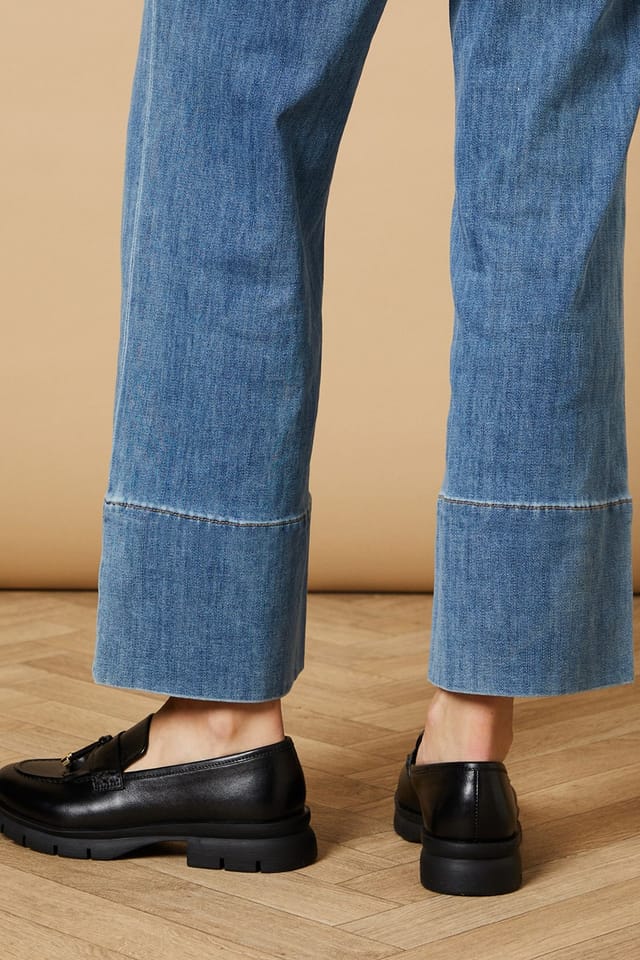 Oasis Oasis Women's Brooke Real Leather Tassel Detail Chunky Loafers in Black - 3