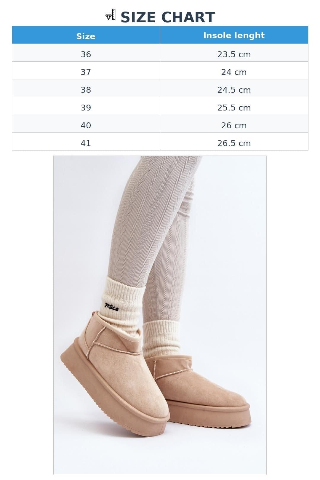 Love Lace Love Lace Women's Low Ankle Snow Boots Thick Sole Insulated Faux Fur Suede in Beige - 4