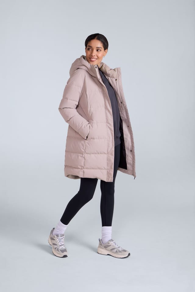 Animal Animal Women's 'Ivy' Water Resistant Warm & Cosy Downproof Lining Down Longline Coat in Light Beige - 2