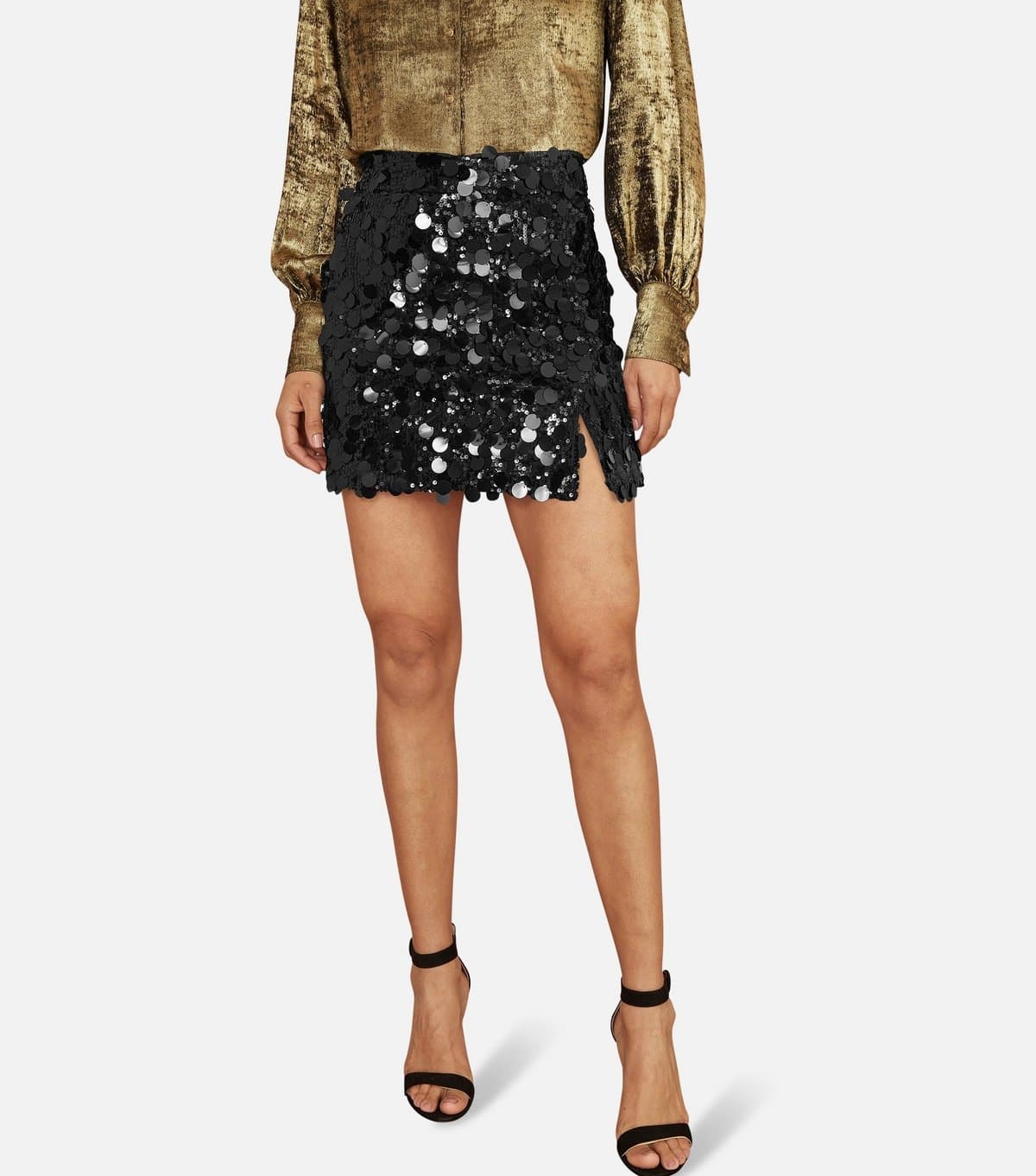 Yumi Women's Black Sequin Mini Skirt Yumi New Look