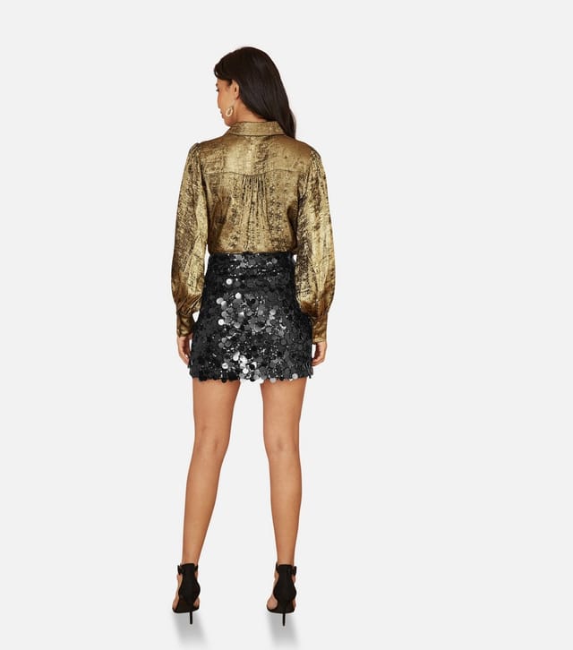 Yumi Women's Black Sequin Mini Skirt Yumi New Look - 3
