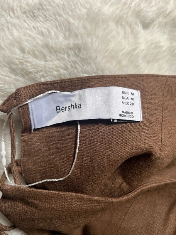 Bershka Brown Cotton Halter Neck Corset