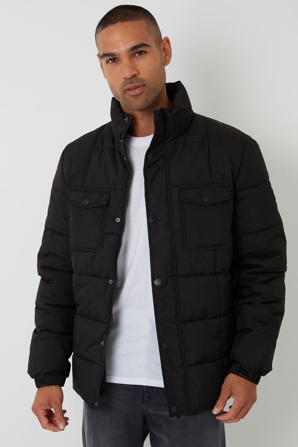 Threadbare Threadbare Men's Padded Funnel Neck Jacket in Black