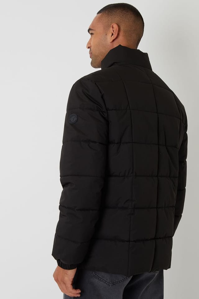 Threadbare Threadbare Men's Padded Funnel Neck Jacket in Black - 2