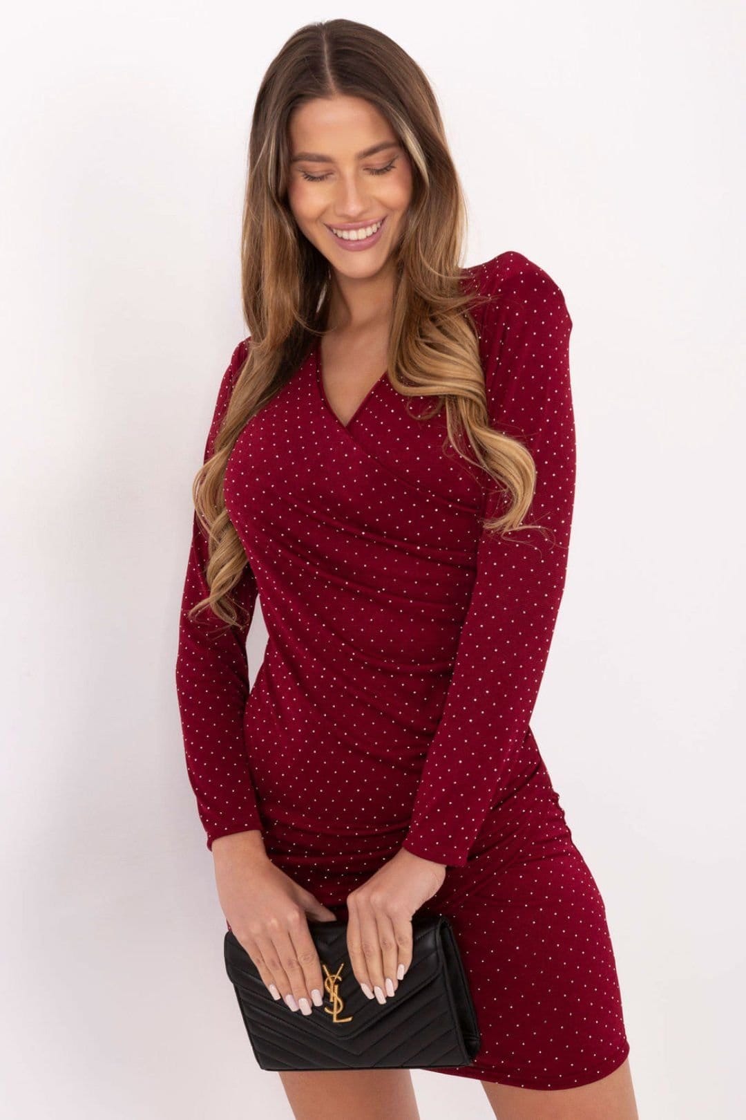 Love Lace Red Polka Dot Wrap Mini Dress