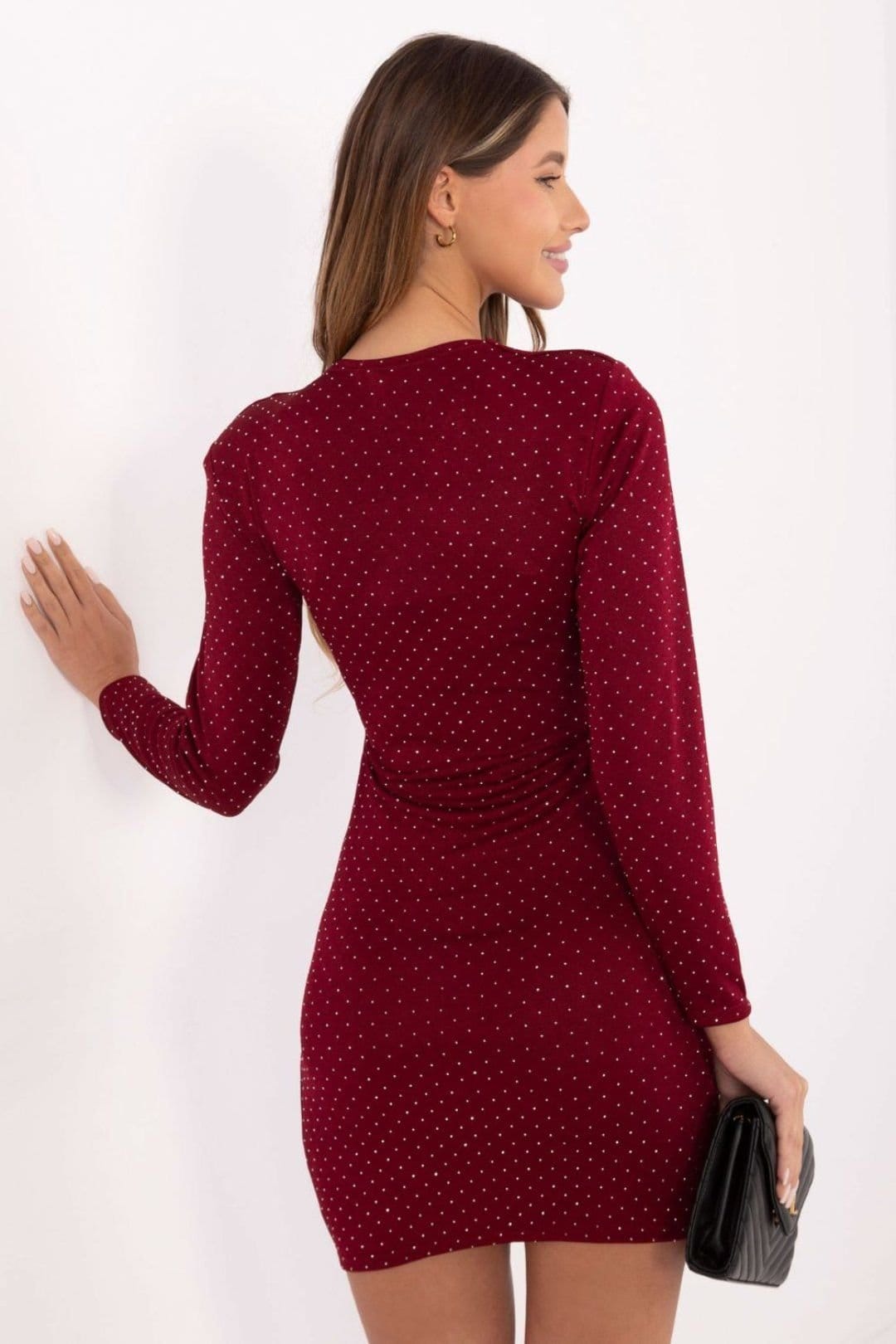 Love Lace Love Lace Women's Shiny Jet Ruffle Wrap Flared Mini Dress in Red - 4