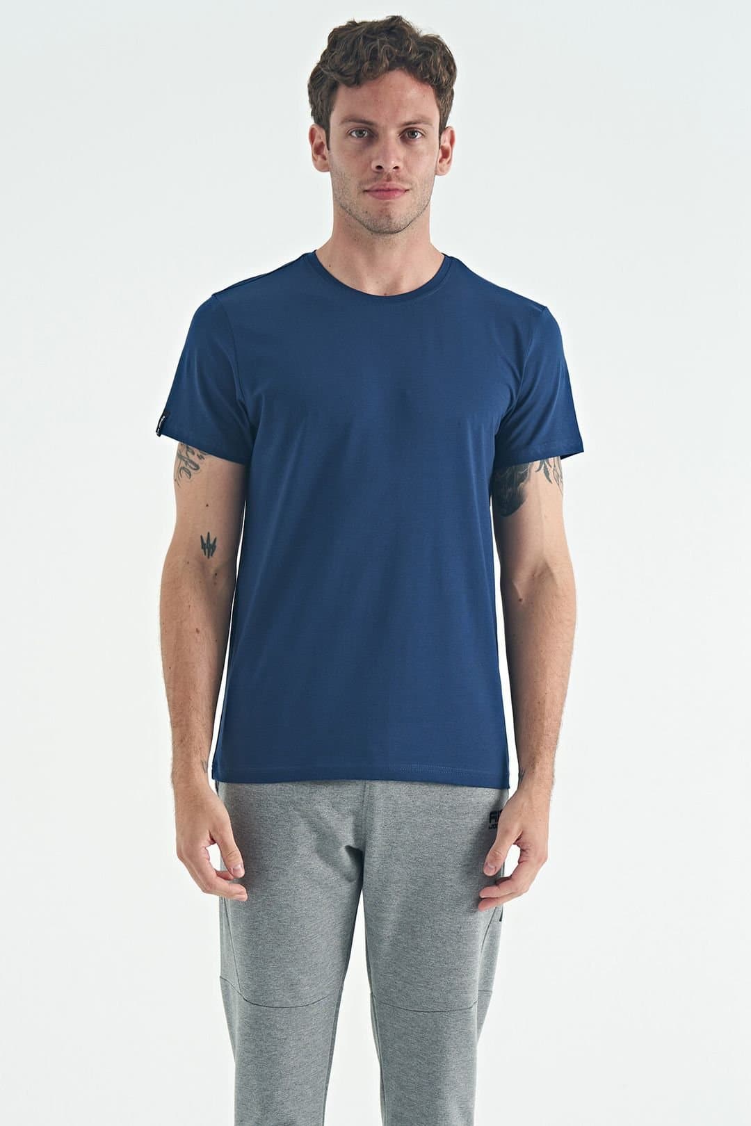 Tommy Life Tommy Life Men's Cotton Elastane Crew Neck T-Shirt in Navy