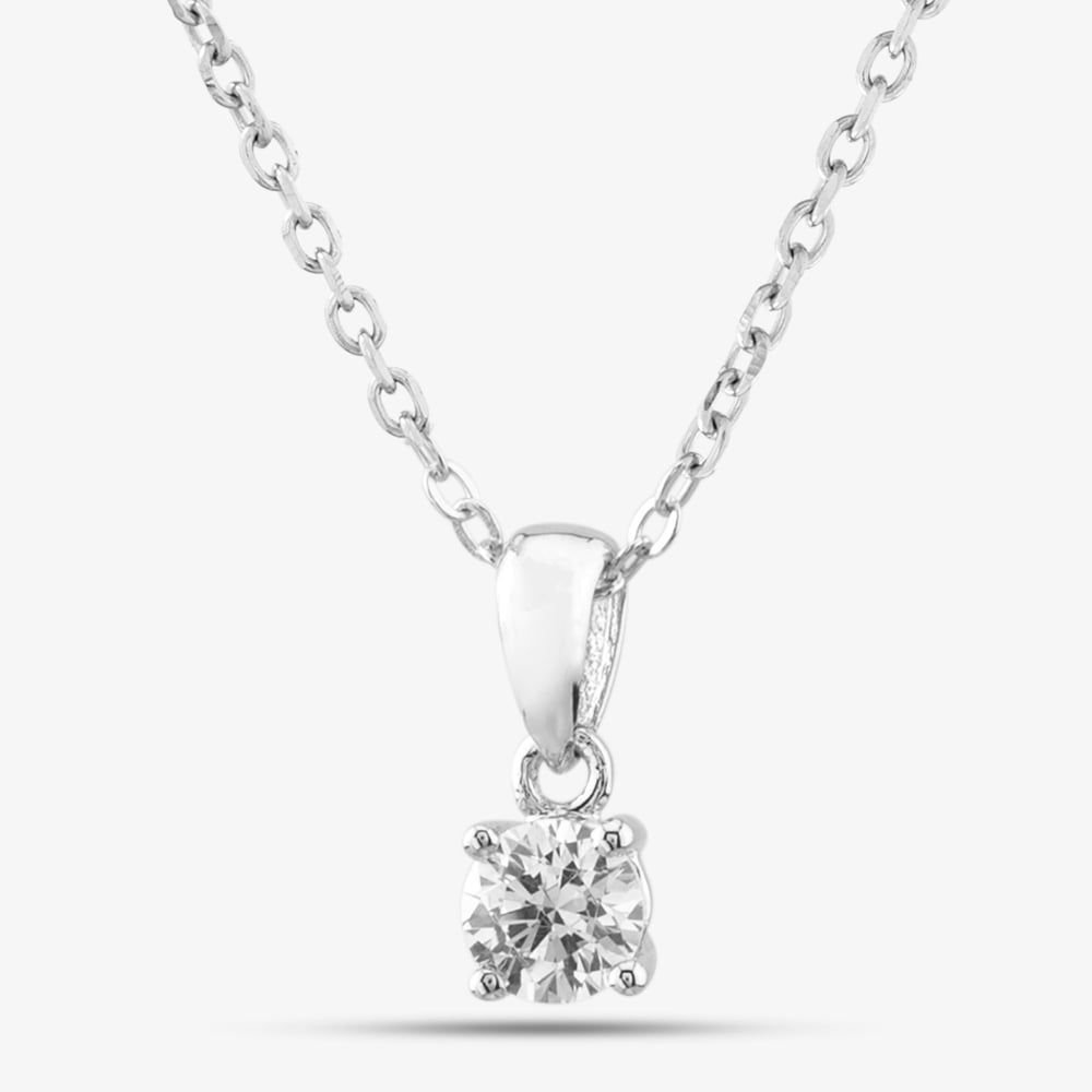 T.H.Baker T.H.Baker Women's Silver Small Brilliant Cut Cubic Zirconia Pendant Necklace ZQP00046 - 1