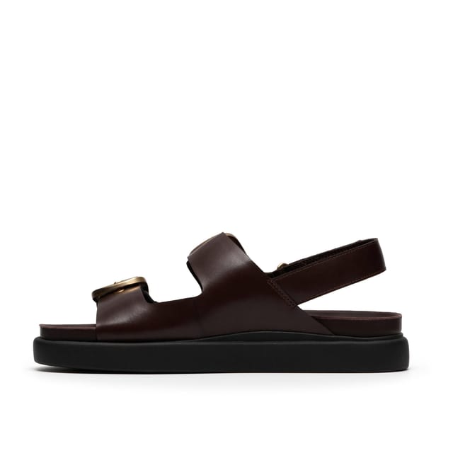 Clarks Clarks Women's Aristella Bay Dark Brown Leather Flat Sandals - 2
