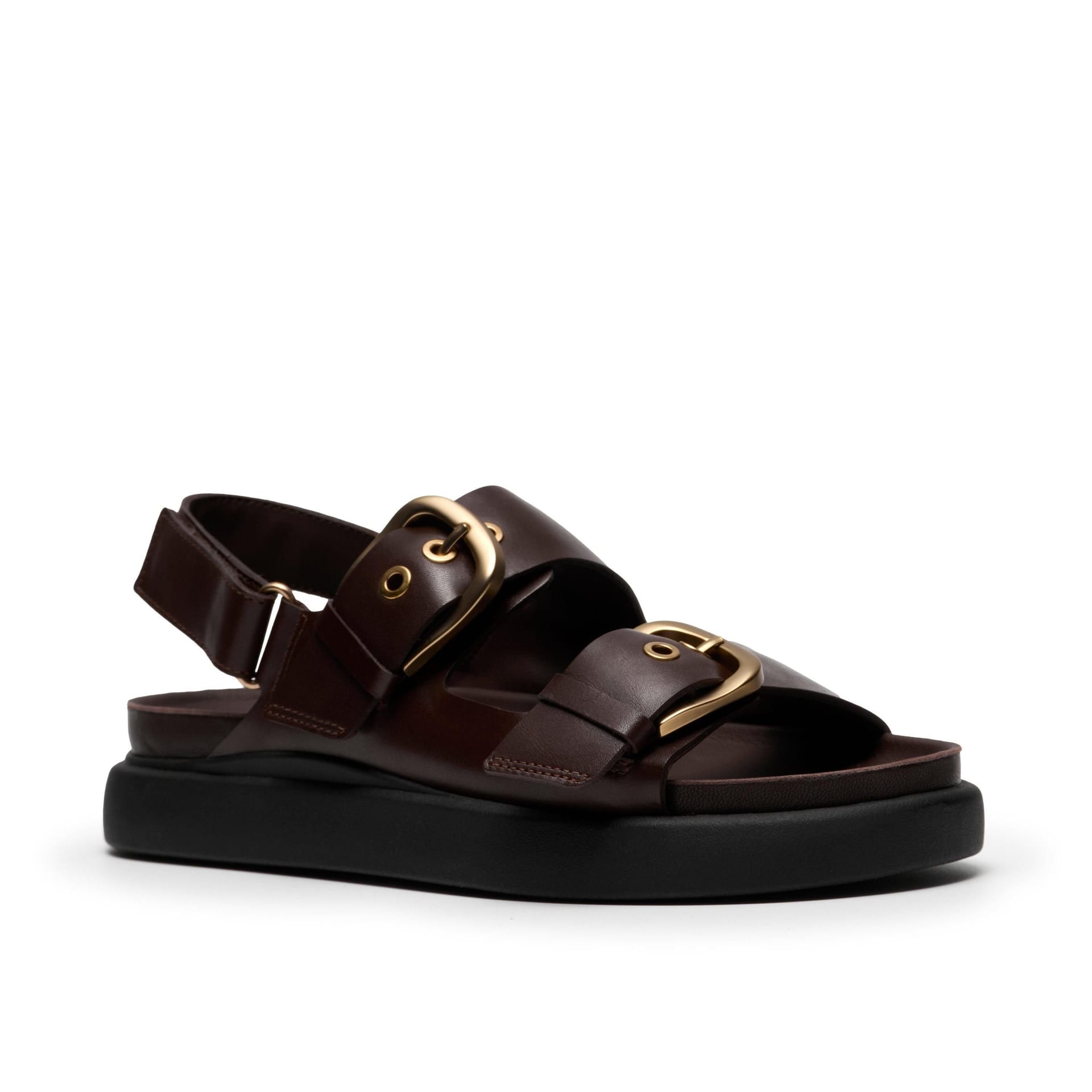 Clarks Clarks Women's Aristella Bay Dark Brown Leather Flat Sandals - 4