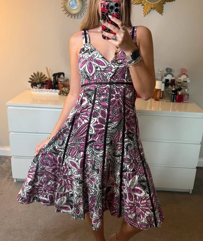 Bhs Bhs pink floral linen blend floaty tie cinch maxi dress