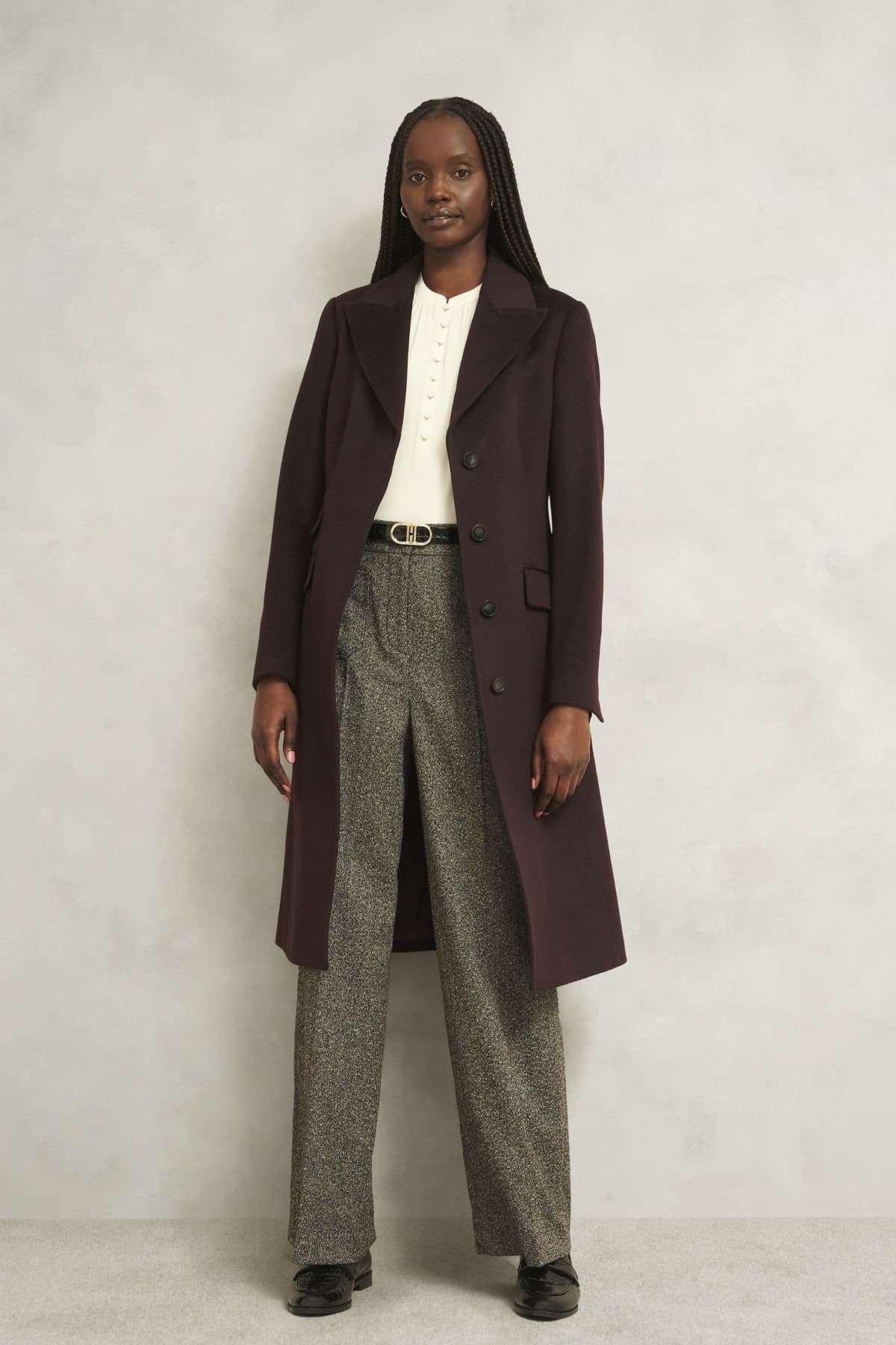 Hobbs London Hobbs London Women's Maeva Wool Coat in Dark Brown