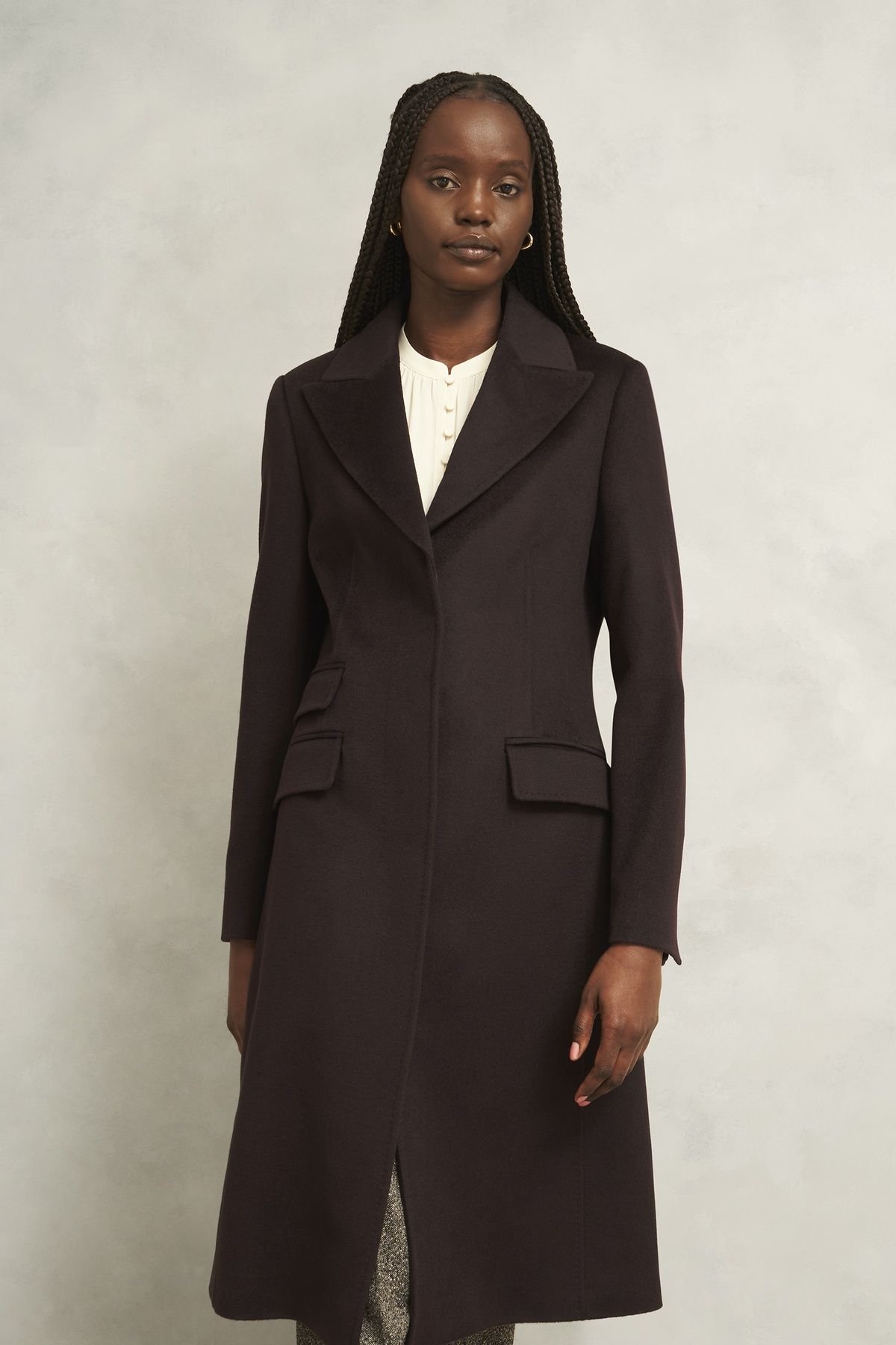 Hobbs London Hobbs London Women's Maeva Wool Coat in Dark Brown - 3