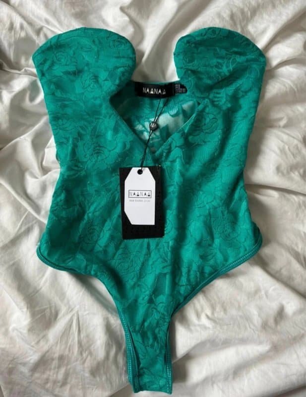NaaNaa Teal lace cut out body suit