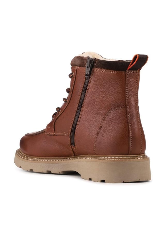 Pavers Pavers Men's Leather Warm Lined Lace Up Boots in Tan - 3