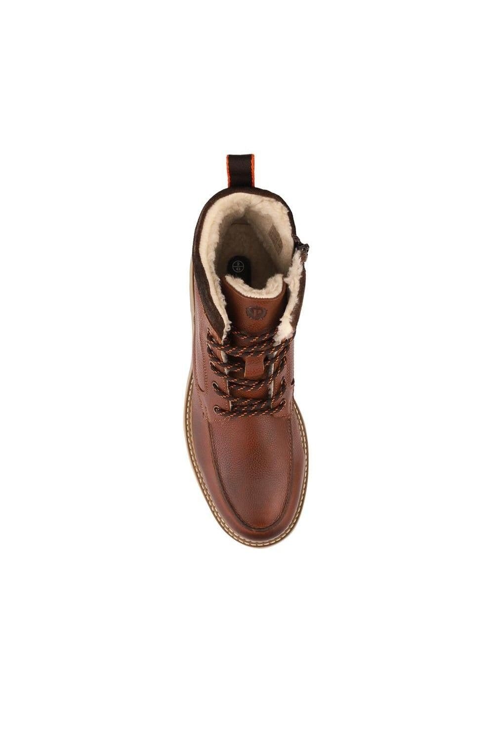 Pavers Pavers Men's Leather Warm Lined Lace Up Boots in Tan - 4