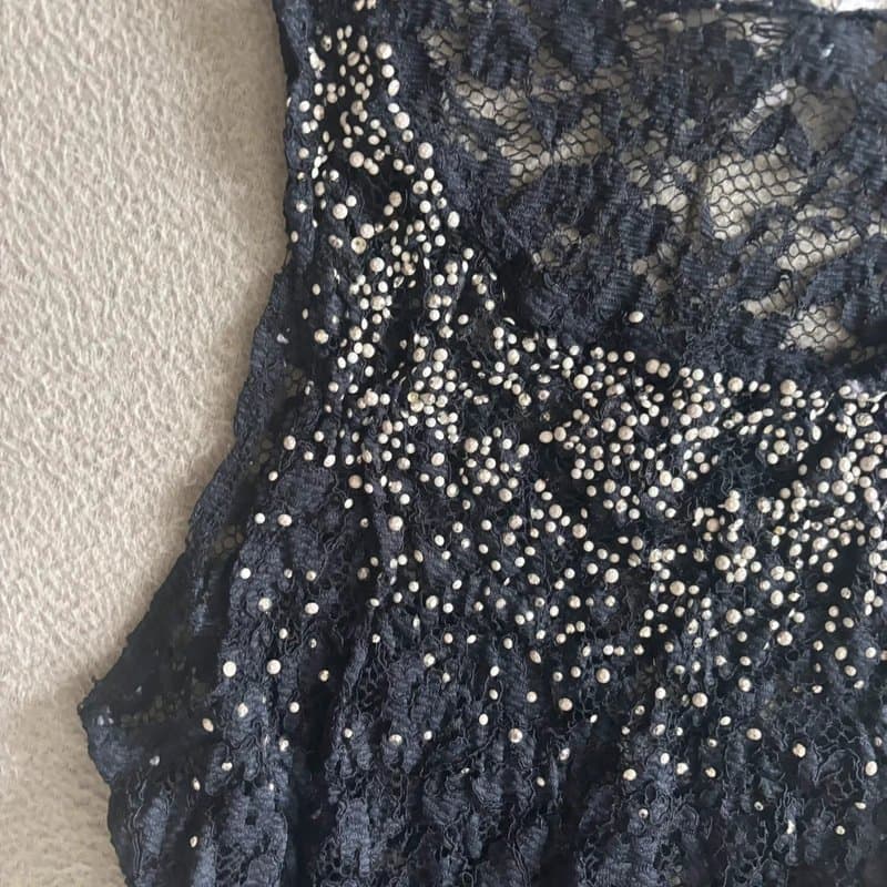 New Look Early 00’s y2k new look Crochet Lace Sheer Embellished Boho Cami Vest Top