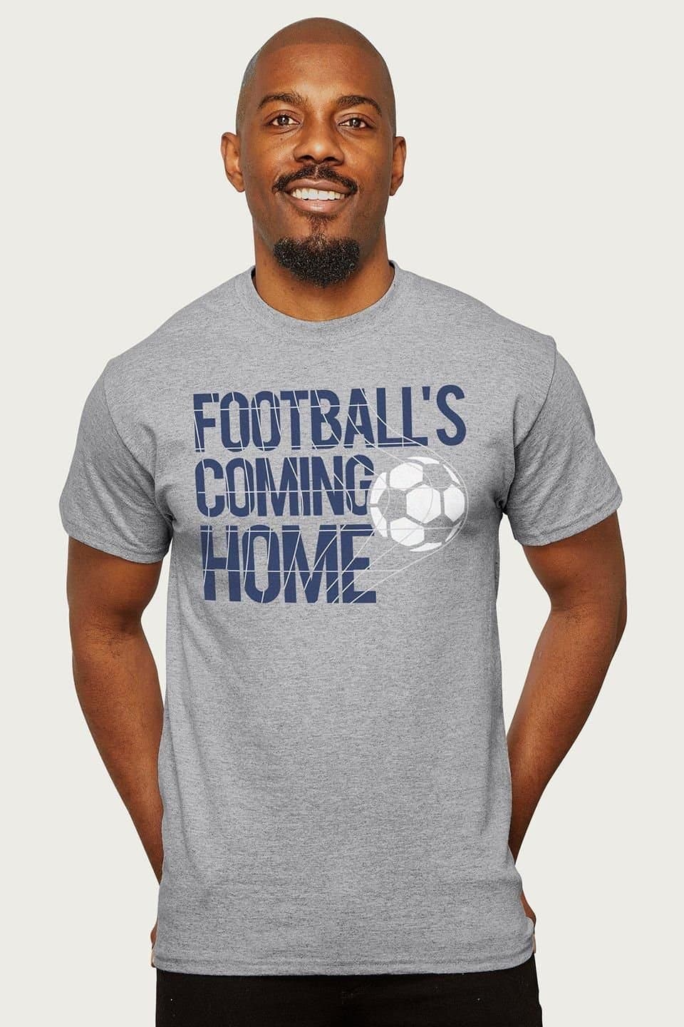 Footballs Coming Home Football's Coming Home Men's Back Of The Net England Euro T-Shirt in Mid Grey