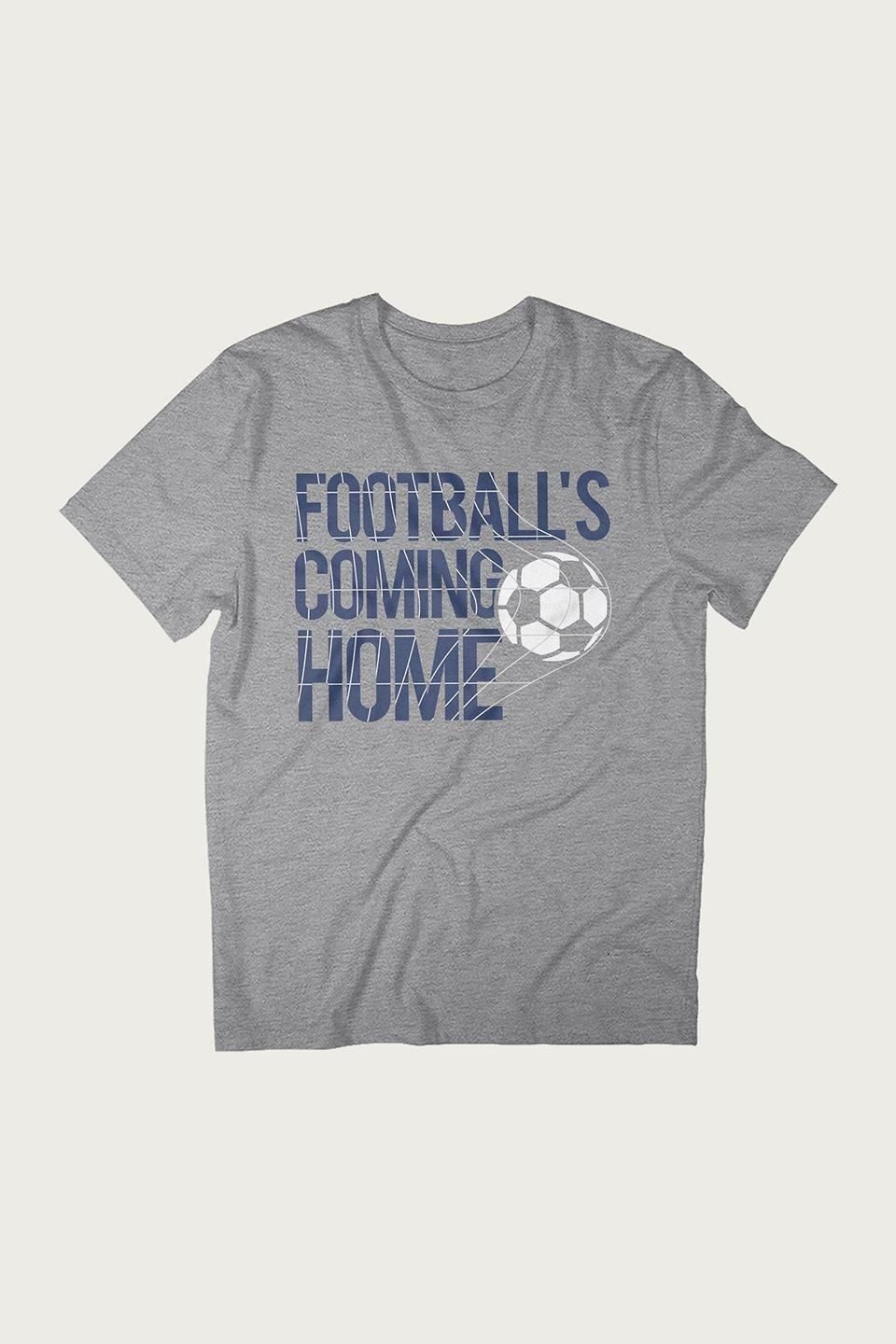 Footballs Coming Home Football's Coming Home Men's Back Of The Net England Euro T-Shirt in Mid Grey - 2
