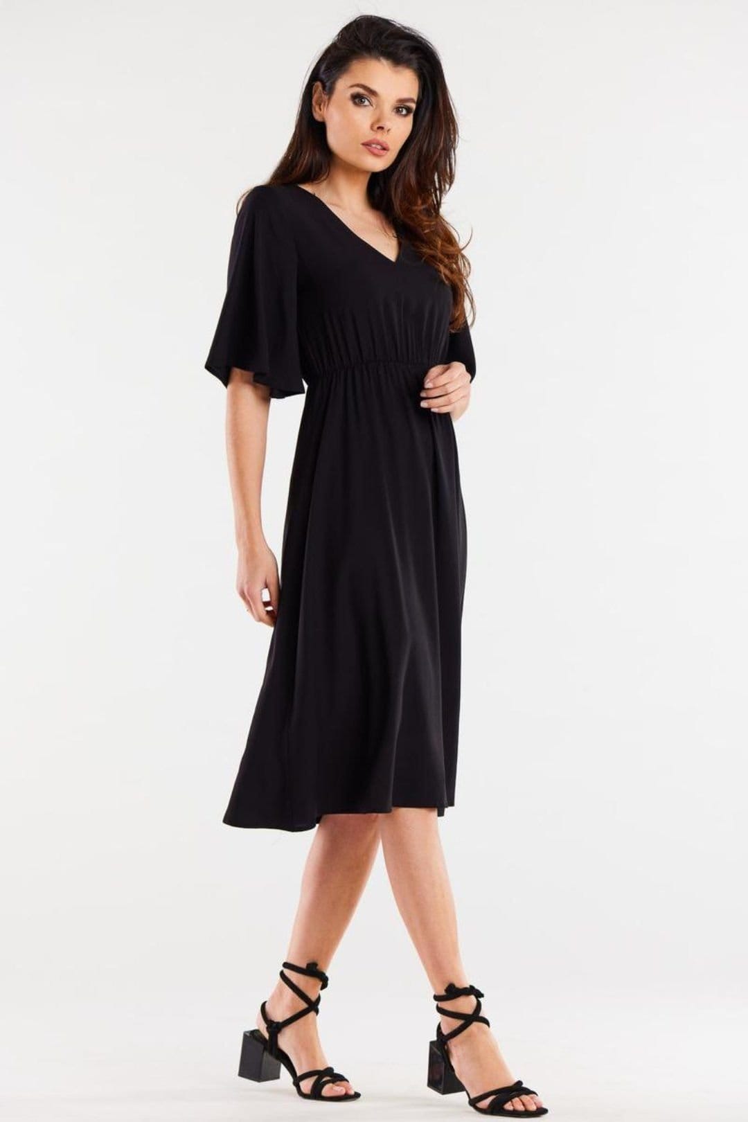 Love Lace Love Lace Women's Viscose Day Dress Elastic Waist Wide Sleeve in Black - 4