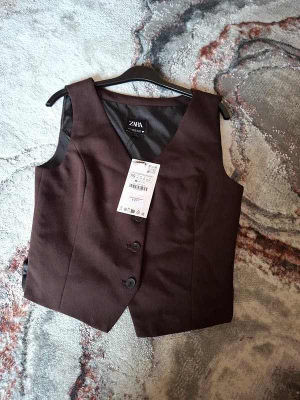Zara Brand new ZARA brown fully lined waistcoat size xs