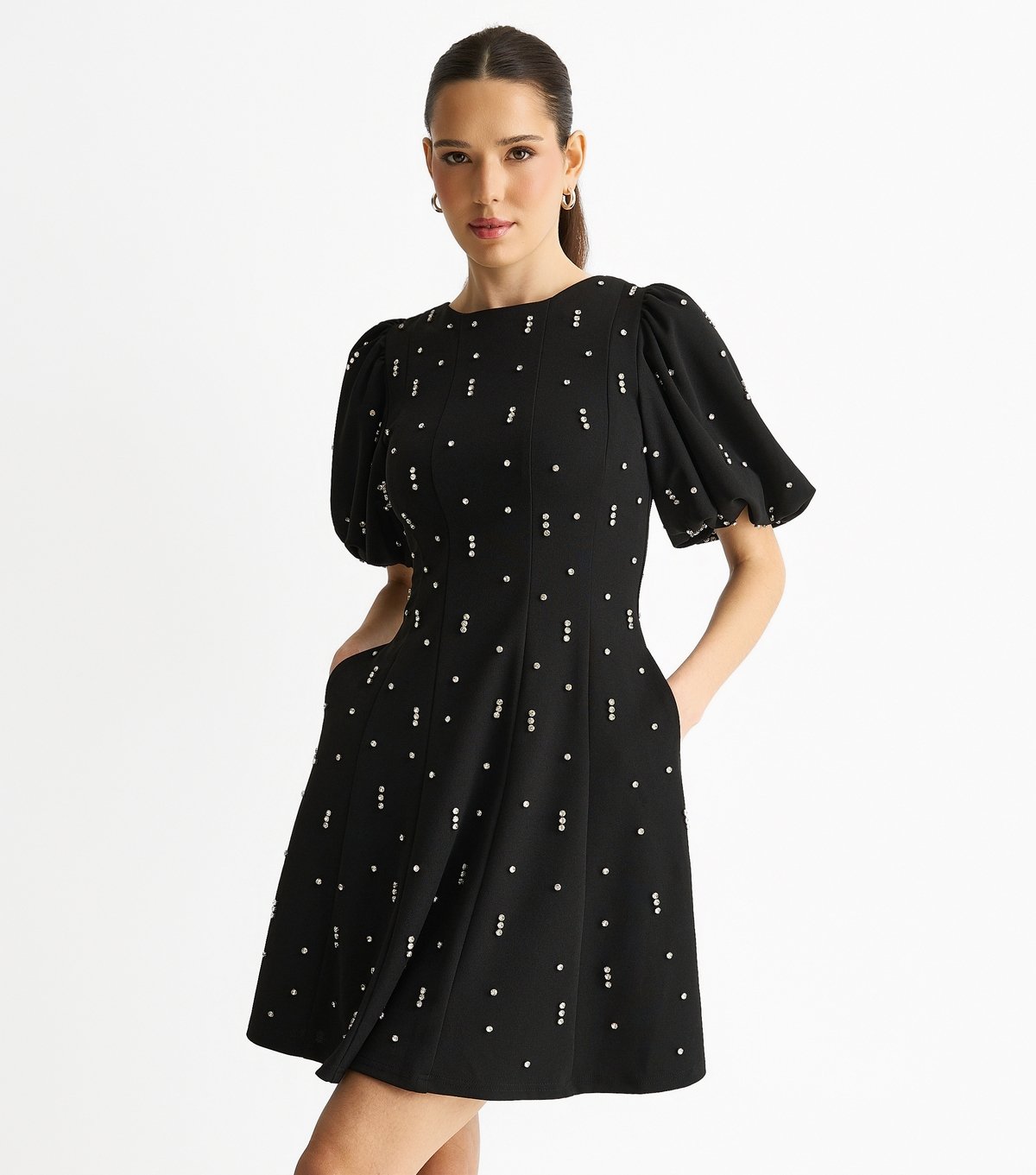 Gini London Women's Black Diamante Embellished Mini Dress Gini London New Look - 3