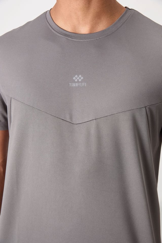 Tommy Life Tommy Life Men's Solid Polyester Crew Neck T-Shirt in Grey - 2