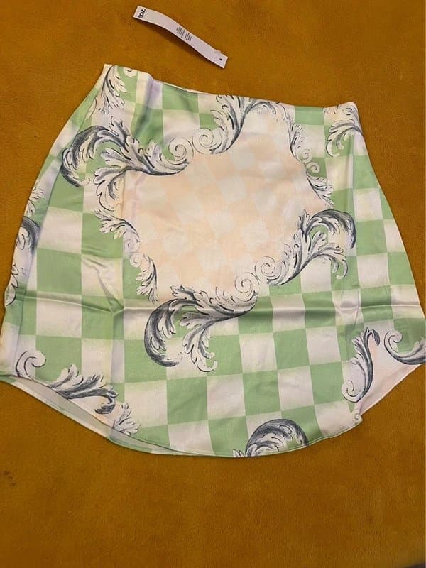ASOS ASOS satin skirt in green checkerboard print