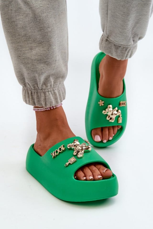 Love Lace Love Lace Women's Lightweight Foam Flip Flops with Fashion Sole Accessories in Green - 3