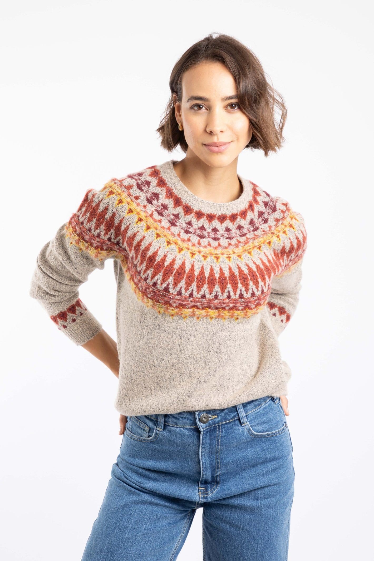 Weird Fish Weird Fish Women's Lowell Fair Isle Jumper in Ivory - 4